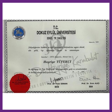 Dokuz Eylül Üniversitesi Tıp Fakültesi diploma belgesi